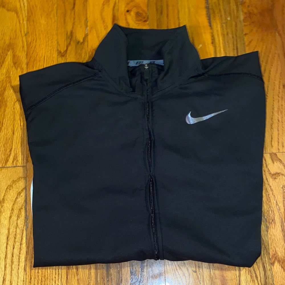Nike Black Zip-Up Jacket with Silver Logo